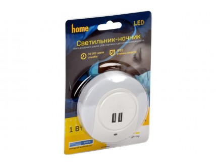 LIGHTING Светильник-ночник светодиодный 001 круг с USB разъемом и датчиком освещенности 220В IEK