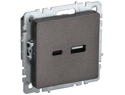 BRITE Розетка USB A+C 18Вт РЮ11-1-БрТБ темная бронза IEK