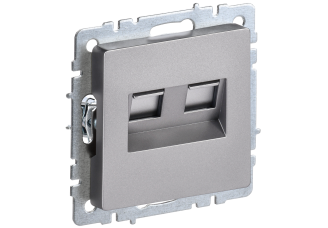 BRITE Розетка компьютерная двойная RJ45 кат.5E РК10-2-БрС сталь IEK