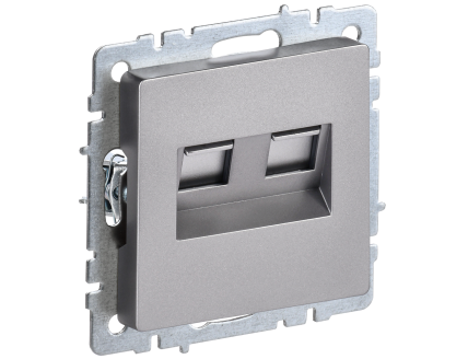 BRITE Розетка компьютерная двойная RJ45 кат.5E РК10-2-БрС сталь IEK