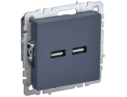 BRITE Розетка USB A+A 5В 3,1А РЮ10-1-БрМ маренго IEK