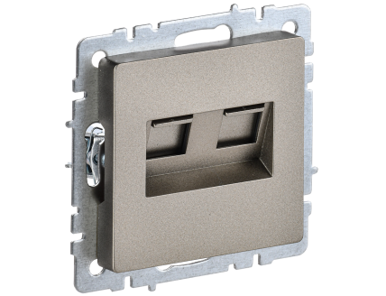 BRITE Розетка компьютерная двойная RJ45 кат.5E РК10-2-БрШ шампань IEK