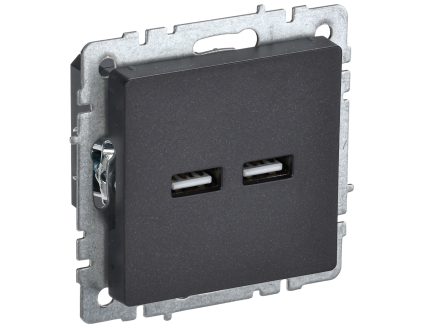 BRITE Розетка USB A+A 5В 3,1А РЮ10-1-БрЧ черный IEK