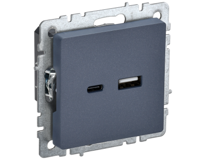 BRITE Розетка USB A+C 18Вт РЮ11-1-БрМ маренго IEK