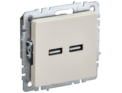 BRITE Розетка USB A+A 5В 3,1А РЮ10-1-БрКр бежевый IEK