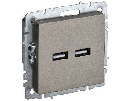 BRITE Розетка USB A+A 5В 3,1А РЮ10-1-БрШ шампань IEK