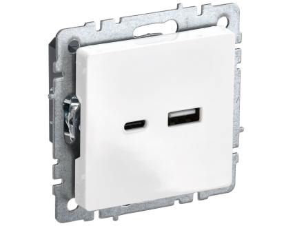 BRITE Розетка USB A+C 18Вт РЮ11-1-БрБ белый IEK