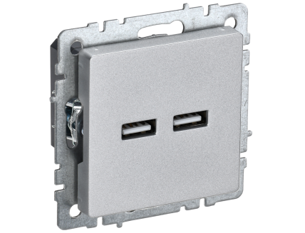 BRITE Розетка USB A+A 5В 3,1А РЮ10-1-БрА алюминий IEK