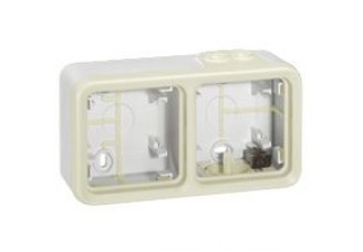 Адаптер О/У горизонтальный 2 пост. с рамкой белая IP 55 Plexo 55