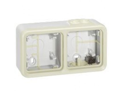Адаптер О/У горизонтальный 2 пост. с рамкой белая IP 55 Plexo 55