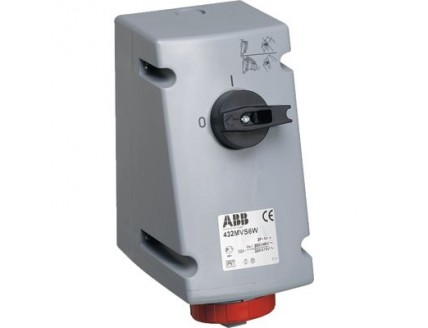 Розетка с выключателем и механической блокировкой 332MVS3W, 32A, 3P+E, IP67, 3ч