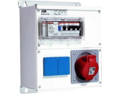 Бокс M16/2 JFB CTFL с розеткамии фланцами в сборе ,металл, IP44