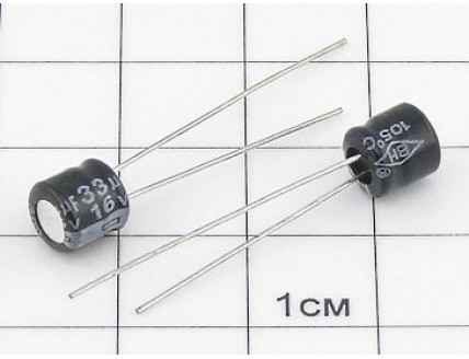 Конденсатор 33мкФ 16В 6.3x5 105°C