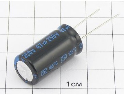 Конденсатор 47мкФ 250В 13x26 105°C