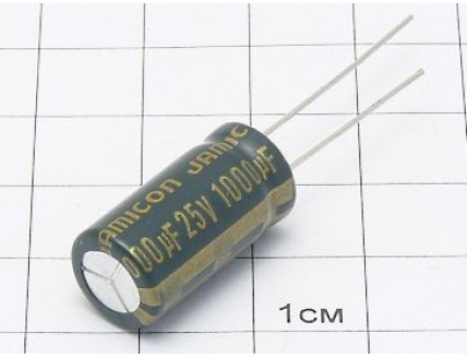 Конденсатор 1000мкФ 25В 10x21 105°C