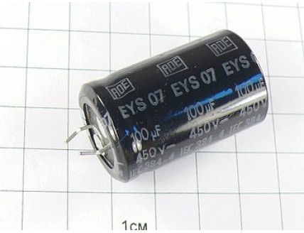 Конденсатор 100мкФ 450В 22x35