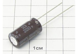 Конденсатор 33мкФ 200В 10x19 105°C