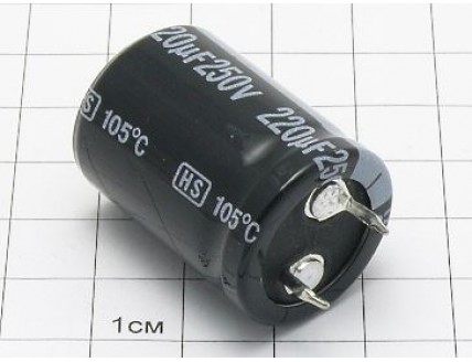 Конденсатор 220мкФ 250В 22x30 105°C