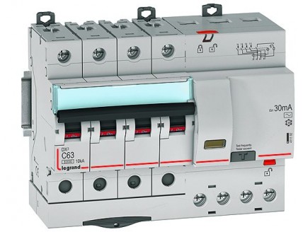 Дифференциальный автомат 4-пол. 63А 30mA тип AC DX3 Legrand