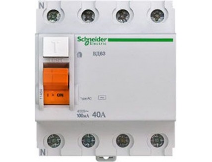 Устройство защитного отключения 4-пол. 40А 100мА тип АС Domovoy Schneider Electric