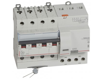 Дифференциальный автомат 4-пол. 63А 300mA тип AC DX3 Legrand