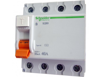 Устройство защитного отключения 4-пол. 40А 300мА тип АС Domovoy Schneider Electric