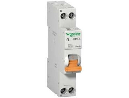 Дифференциальный автомат 1 полюс +N 16А 30ма 4,5ka K Domovoy Schneider Electric