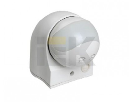 ИК-Датчик движения IEK ДД-010 1100Вт (обзор 180 гр. / дальность 10 м) IP44 настенный-потол. белый