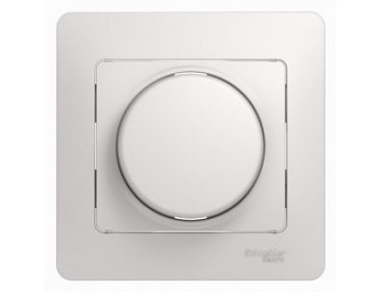 Светорегулятор с рамкой поворотно-нажимной Glossa 40-600Вт/ВА 230В (R+RL+RC) белый