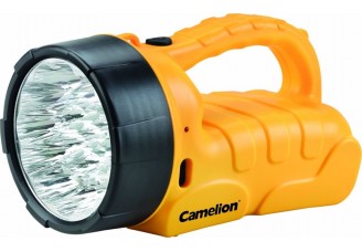 Фонарь-прожектор (LED*19) пластиковый желтый аварийного включения, аккумулятор: заряд от сети Camelion