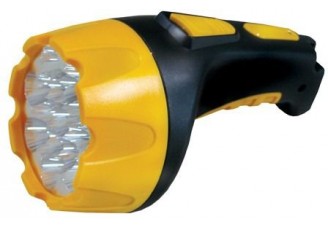 Фонарь (LED*15) ПЛАСТИК. черн.-желт. 2-реж. со встр. вилкой, аккум.: заряд. от сети Ultraflash