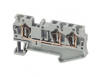 Клемма пружинная 4мм.кв. 3точки серая