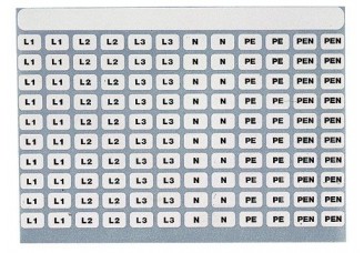 Маркеры шин (самоклеющиеся) (L1,L2,L3,N,PE) 1лист=120 стикеров.