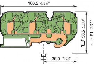 Клемма пружинная 16мм.кв., ж/з D16/12.P.3L