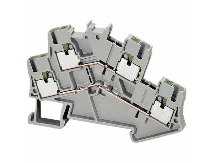 Клемма пружинная 2,5мм.кв. серая 2уровн., 4точки PIT