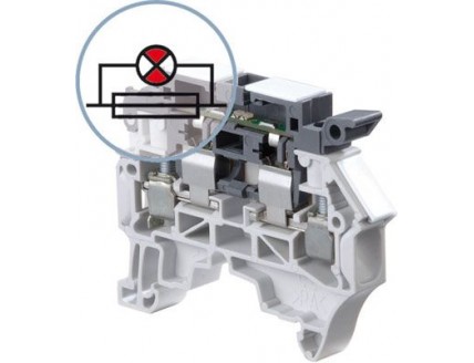 ZS4-SF1-R3 Держатель предохранителя 5x20мм, 5x25мм, 4мм. кв., с красным светодиодом-индикатором сгор