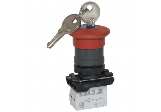 Кнопка КМЕ5611мК-красный-1но+0нз-гриб-ключ-фикс-IP65-КЭАЗ