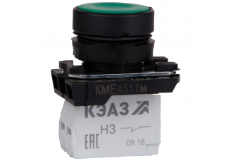 Кнопка КМЕ4511м-зеленый-1но+1нз-цилиндр-IP54-КЭАЗ