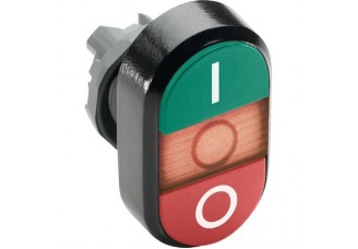 Кнопка двойная MPD2-11R (зеленая/красная) красная линза с тексто м (I/O)