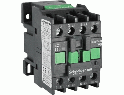 Контактор 3 полюса 38А, катушка 220В, серия tesys E, 1но