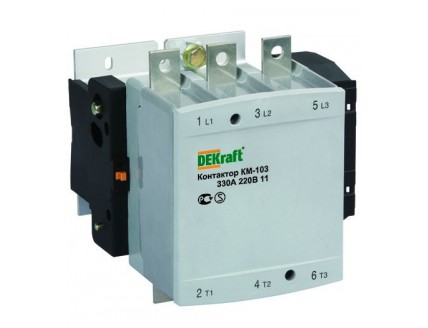 Контактор 330А 220В АС3 1НО+1НЗ КМ-103 DEKraft