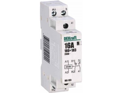 Модульный контактор 1НО+1НЗ 25А 230В МК-103 DEKraft