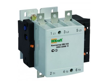 Контактор 185А 220В АС3 1НО+1НЗ КМ-103 DEKraft