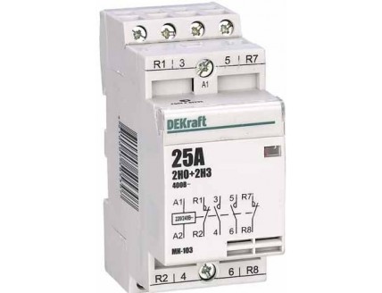 Модульный контактор 2НО+2НЗ 25А 230В МК-103 DEKraft