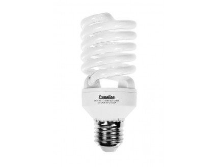 Лампа люминесцентная энергосберегающая Camelion Е27 30Вт "спираль" 8000 ч. теплый белый холодный пуск 230В