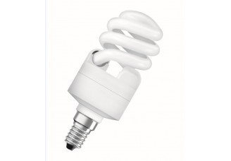 Лампа люминесцентная энергосберегающая Е14 15Вт спираль 8000ч. Холодно-белый 230В Osram