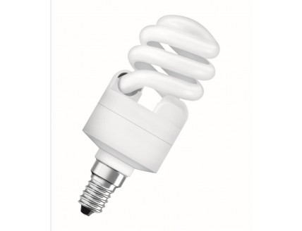 Лампа люминесцентная энергосберегающая Е14 15Вт спираль 8000ч. Холодно-белый 230В Osram