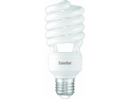 Лампа люминесцентная энергосберегающая Camelion Е27 30Вт "спираль" 10000 ч. холодный белый теплый пуск 230В