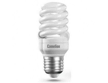 Лампа люминесцентная энергосберегающая Camelion Е27 20Вт "миниспираль" 10000 ч. холодный белый теплый пуск 230