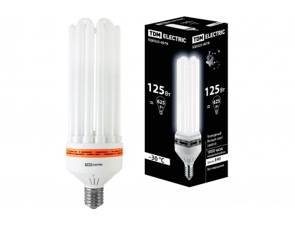 Лампа люминесцентная энергосберегающая TDM Е40 125Вт "6U" 10000 ч. холодный белый 170-240В